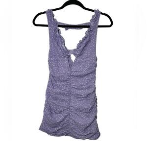 For Love & Lemons Chelsie Mini Purple Polka Dot Bow Dress NWT Size XS Festival‎